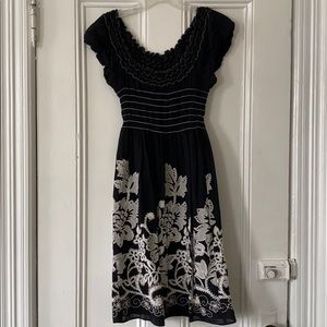 Floral Embroidered Black Dress
